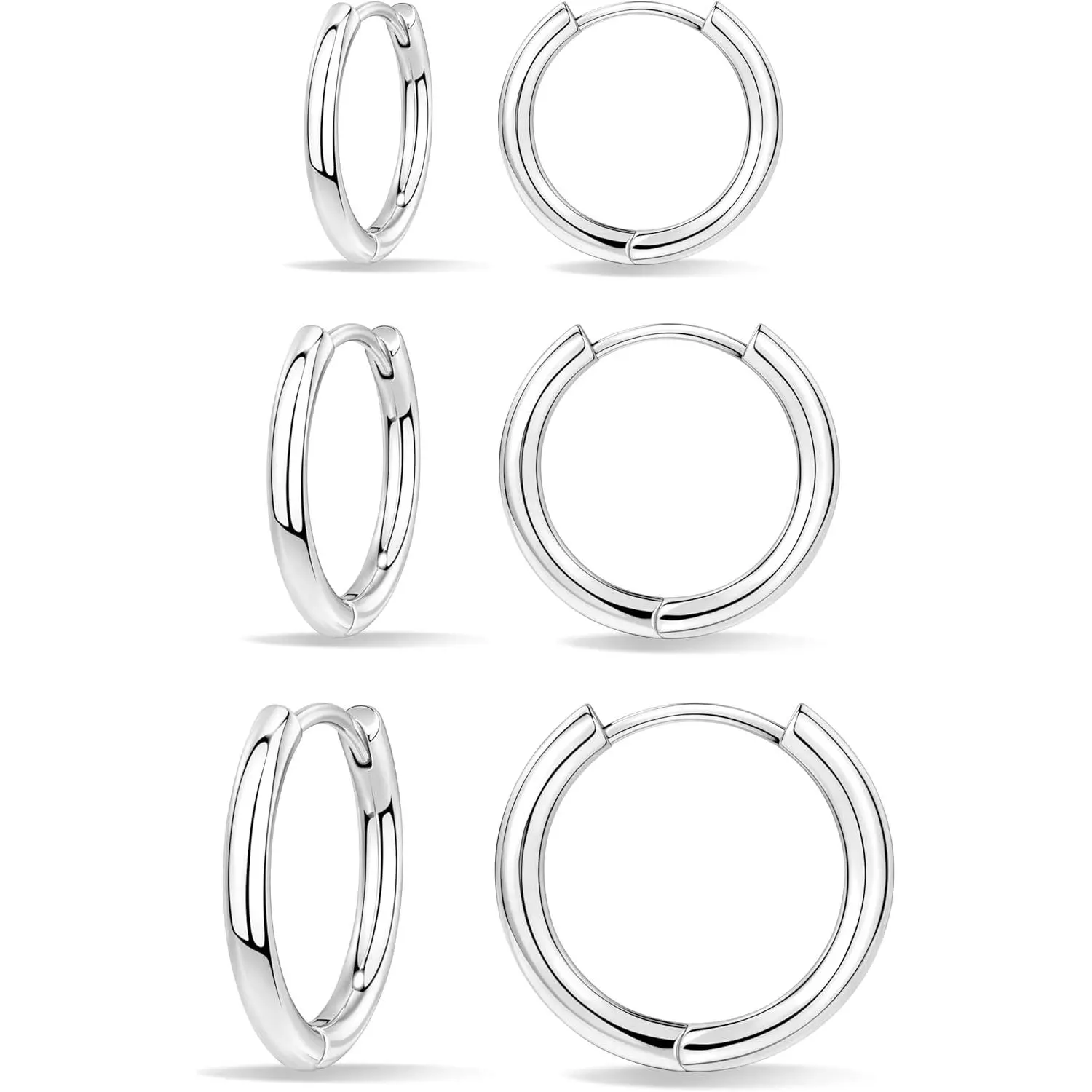 Silver-simple hoops 8 10 12