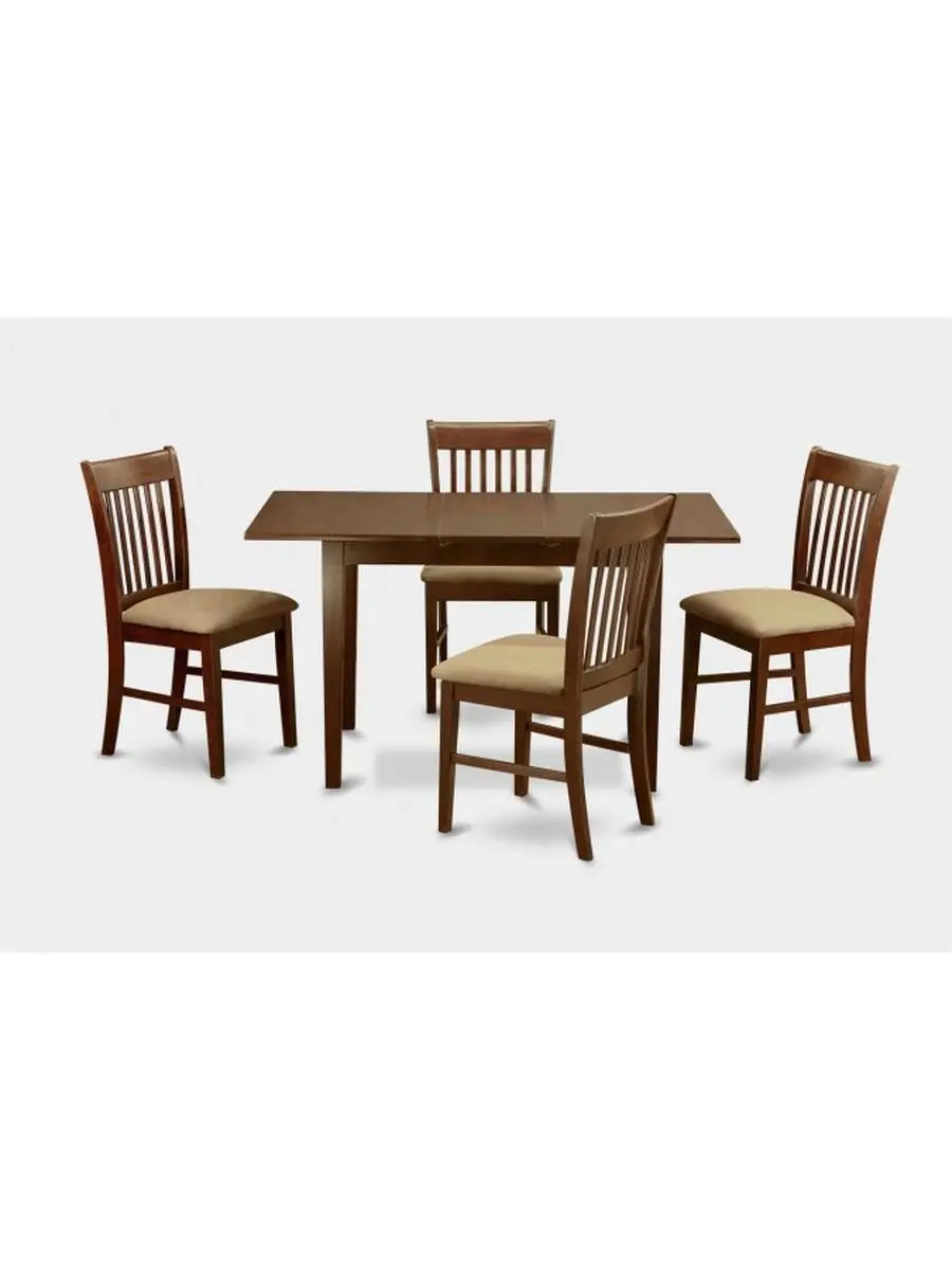 5 Piece Kitchen Nook Dining Set- Table With 12 In. Leaf and 4 Dining Chairs