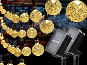 Solatec Solar String Lights, 2 Pack Outdoor String Light 60 LED 40ft 8 Lighting Modes Waterproof Solar Powered Patio Solar Light for Garden Yard Porch Wedding Party Decor (Warm White)