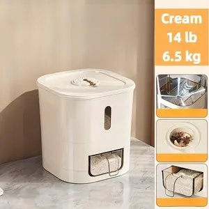 Automatic Rice Dispenser with Measuring Cup – Sealed Grain Storage for Rice, Flour, Pet Food & More