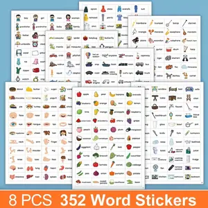 8 Sheets Family Daily Life Sentence Stickers, Common English Practice, Educational Children Learning Stickers, Early Education Stickers