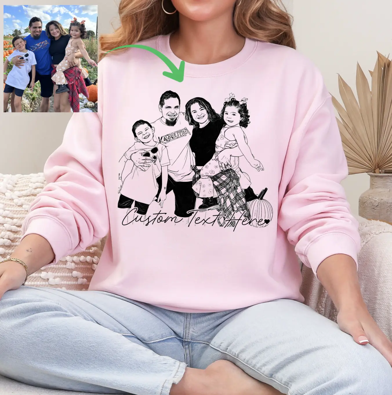 Custom Family Photo T-Shirt with Photo & Text DTG Printed