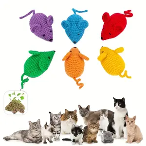 6PCS Handmade Cat Toys Herb Catnip Mice Toys Herb-Filled, Drives Bored Cats Crazy with Fun