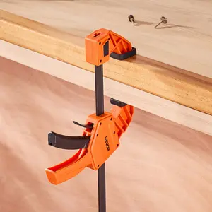 VEVOR Bar Clamps for Woodworking, 2-Pack 12 inch One-Handed Clamp/Spreader, Quick-Grip F-Clamp with 340 lbs Load Limit, Premium Plastic and Carbon Steel, for Woodworking Metal working, Orange + Black