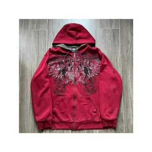 Skeleton Zipper Hoodie 90s Retro Pattern Printed Zipper Top Sweatshirt Can be used with raincoat