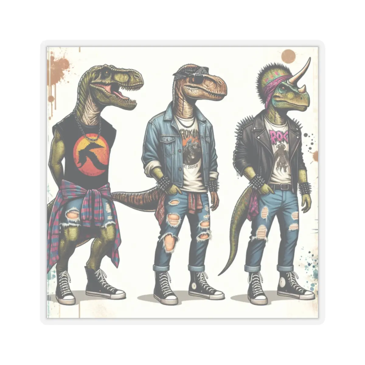 Dinosaurs 80s Grunge Kiss-Cut Stickers