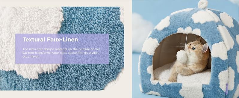 LESURE Cute Cat Beds for Indoor Cats - 2 in 1 Cat Cave Bed with Removable Washable Cushioned Pillow, Cozy Cat Tent House Design Pet Supplies Portable Blanket LESURE Cute Cat Beds for Indoor Cats - 2 in 1 Cat Cave Bed with Removable Washable Cushioned Pillow, Cozy Cat Tent House Design Pet Supplies Portable Blanket