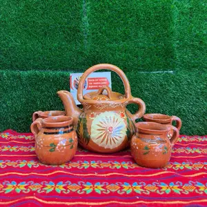 Cafetera Clay Traditional Chica Set Coffee, (4 Tazas Tradicionales, 1 Cafetera).