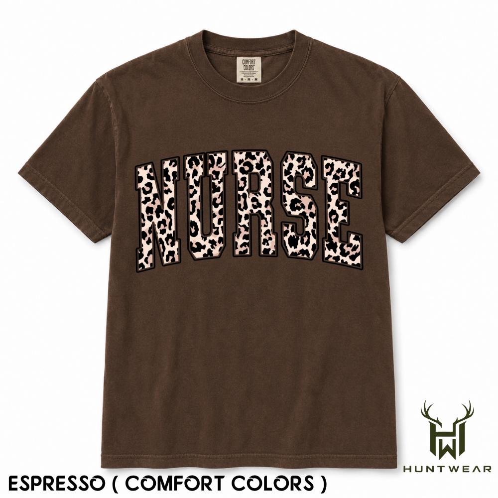Comfort Colors Nurse Leopard Print T-Shirt, Cute Healthcare Graphic Tee, Retro Nurse Appreciation Shirt, Cow Print Comfort Colors Tee, Nurse Gift For Women