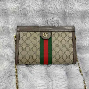Pre-owned GUCCI pvc Shoulder Bags Ophidia Small GG Supreme Canvas Shoulder Bag XiaoTang0074