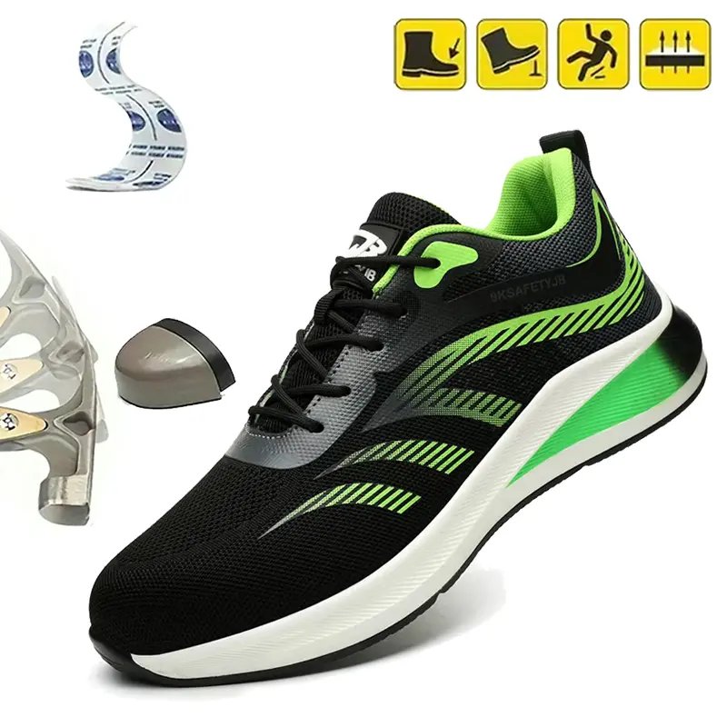 Ultra-light Breathable Anti-smash Anti-puncture New Wear-resistant Odor-resistant Work Shoes Footwear Worker with Steel Head & Kevlar Midsole