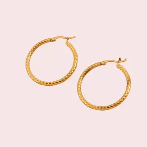 Round Ring Earrings for Women Fashionable Titanium Steel Geometric Jewelry