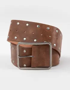 Honey Flat Studded Hip Belt, Brown
