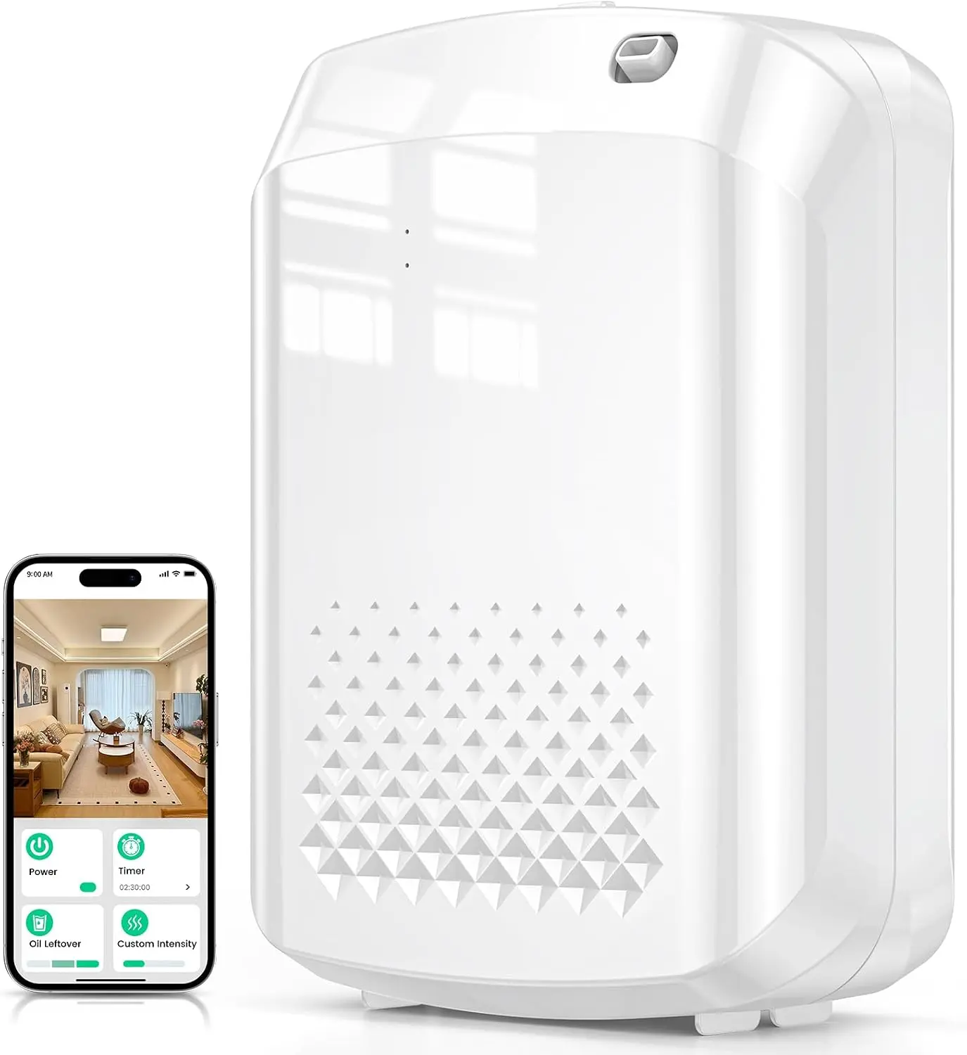 Waterless Essential Oil Diffuser 3000 Sq.Ft Coverage for Large Home Hotel Office, 400ml Cold Air Scent Machine, Bluetooth App Control, No-Noise Aroma Diffuser Wall Mount Gift for Her
