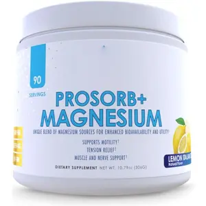 Formulations Prosorb+ Magnesium Dietary Supplement, 200mg Magnesium Blend to Support Physical & Mental Wellness, Vitamin C, Dairy-Free, Gluten Free, & Non-GMO, Lemon Italian Ice, 90 Servings