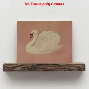 1 pc, wall art, vintage poster, vintage white swan print, neutral melancholy bird printable wall art, farmhouse pink decor, antique swan painting, living room decor, dining room decor, kitchen decor, unframed, Canvas Prints, Canvas Art