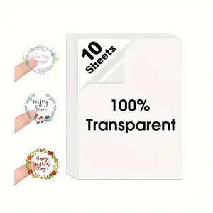 10 Sheets Glossy /White/ Transparent Vinyl Sticker Paper - A4 Size, Waterproof, Self-Adhesive, Printable Copy Paper for Inkjet Printers, Durable & Recyclable, Perfect for Mother's Day Crafts & More, Versatile Printing