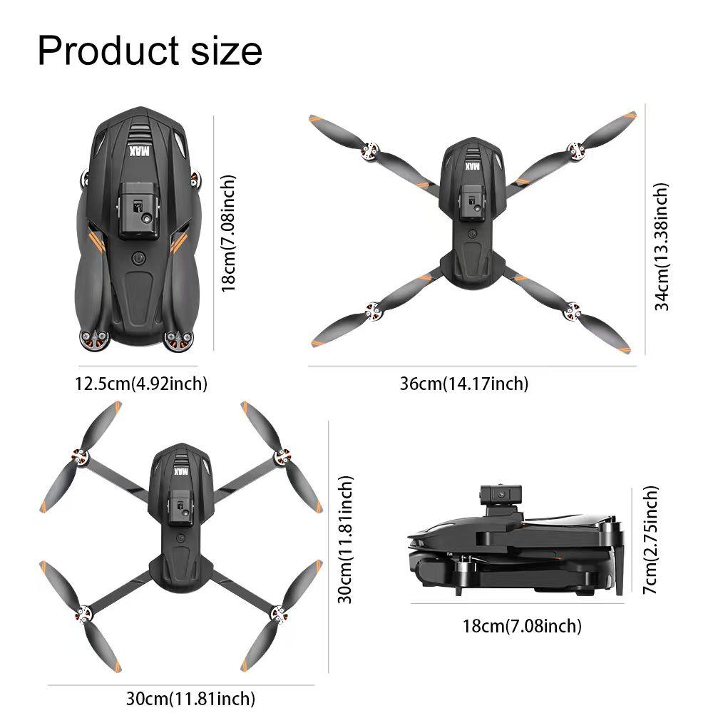 V168 Pro Max Drone with 8K  PTZ Camera, 4.5" Screen Remote Control, 2000m Long Range, GPS Return-to-Home, Brushless Motors, Dual Lenses, Foldable Design, 244g Lightweight, 100m Flight Altitude, 2 Batteries