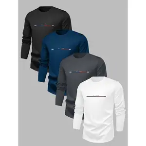 Men'sLetter&StripedPrintRoundNeckSweatshirt,LooseCasualLongSleevePulloverforFall&Winter,LooseFitMen'sClothesforDailyWear,MensClothing,FallOutfits,FallfreshnessClothes,FallOutfits2024,DistinctPatterns