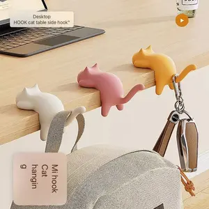 Cat Backpack Hook Table Side No-Drill, Student Desk Multi-Functional Bag Holder, School Desk Accessory, Easy-To-Use