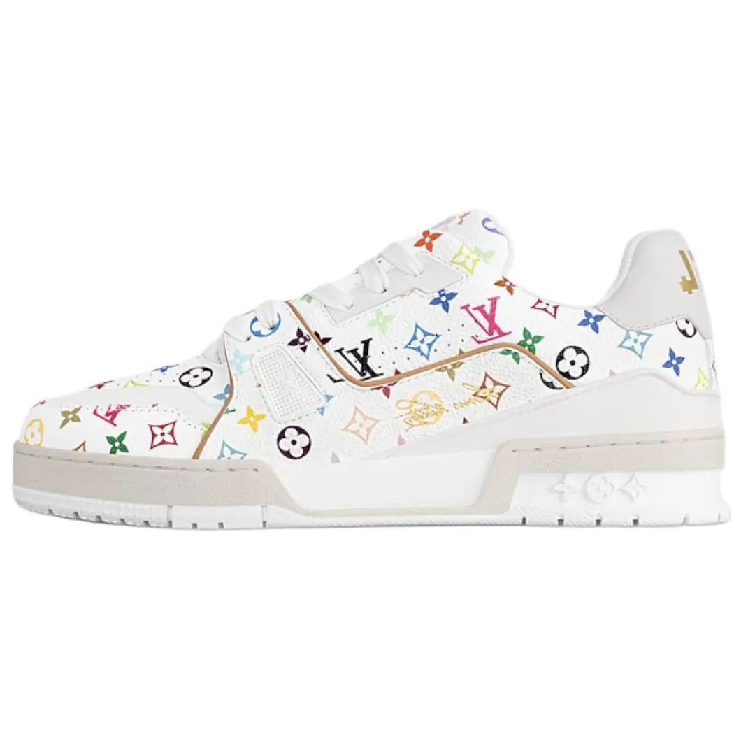Women's Louis Vuitton x Takashi Murakami Leather Low-Top Lace-Up Sports Shoes - House White Athletic Footwear, Maison Mihara Casual Trainers