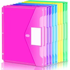 Binder Pocket, 10 Pack Super Heavyweight Plastic Folders with Tight Closure, Folders with Pockets Side Loading, Binder Organizer, Binder Dividers with Pockets, Letter Size, Assorted Colors