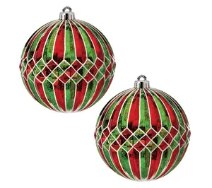 6" Shatterproof Diamond Stripe Ball Box of 2 by Valerie