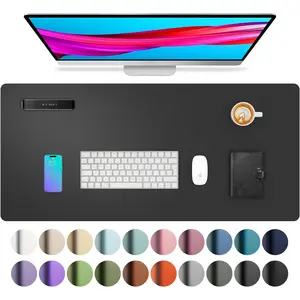 Leather desk pad protector, mouse pad, office desk mat, non-slip PU leather desk blotter, laptop desk pad, waterproof desk writing pad for office and home (black, 31.5x15.7)