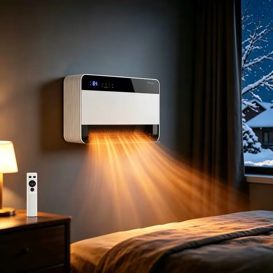 16IN Wall Mounted Space Heater, 1500W Fast Heating Convection Heater with 60° Vertical Swing, Touch & Remote Control, 4 Modes, Overheat Auto-Shutoff, V-0 Flame Retardant Housing, Child Lock for Home Bedroom