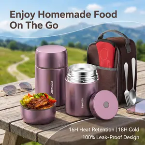 ZUWOZU 20/27/33/40oz Portable Vacuum Insulated Food Jar, Wide Mouth Leak-Proof Soup Thermos with Spoon & Fork Tableware Set, Lightweight Stainless Steel Thermal Lunch Box Container, Mother’s Day Gift for Mom, Adults, Office Workers, Travel & Camping