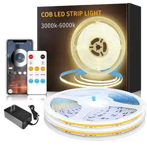 COB LED Strip Lights – Dimmable 3000K Warm White, Flexible Rope Lights with Remote & App Control – Ideal for Bedroom, Living Room, Shelves & Cabinets