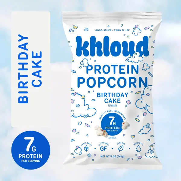Birthday Cake Khloud Protein Popcorn by Khloe Kardashian | 7g of Protein Per Serving | No Seed Oils | Gluten-Free | Available in 4pk or 12pk