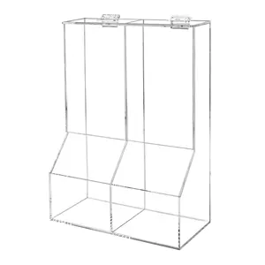 Condiment Bin Double Compartment Sugar Packets and Wrapped Candy Caddy Clear Acrylic 8.5 Inch Wide by 12.25 Inch High Freestanding Tabletop Retail Stores and Container with Lid by 321 Plastics