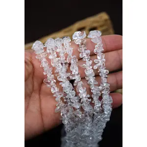Clear Quartz Chips: Beautiful Natural Gemstone Chips, Mince Beads, 34" strand