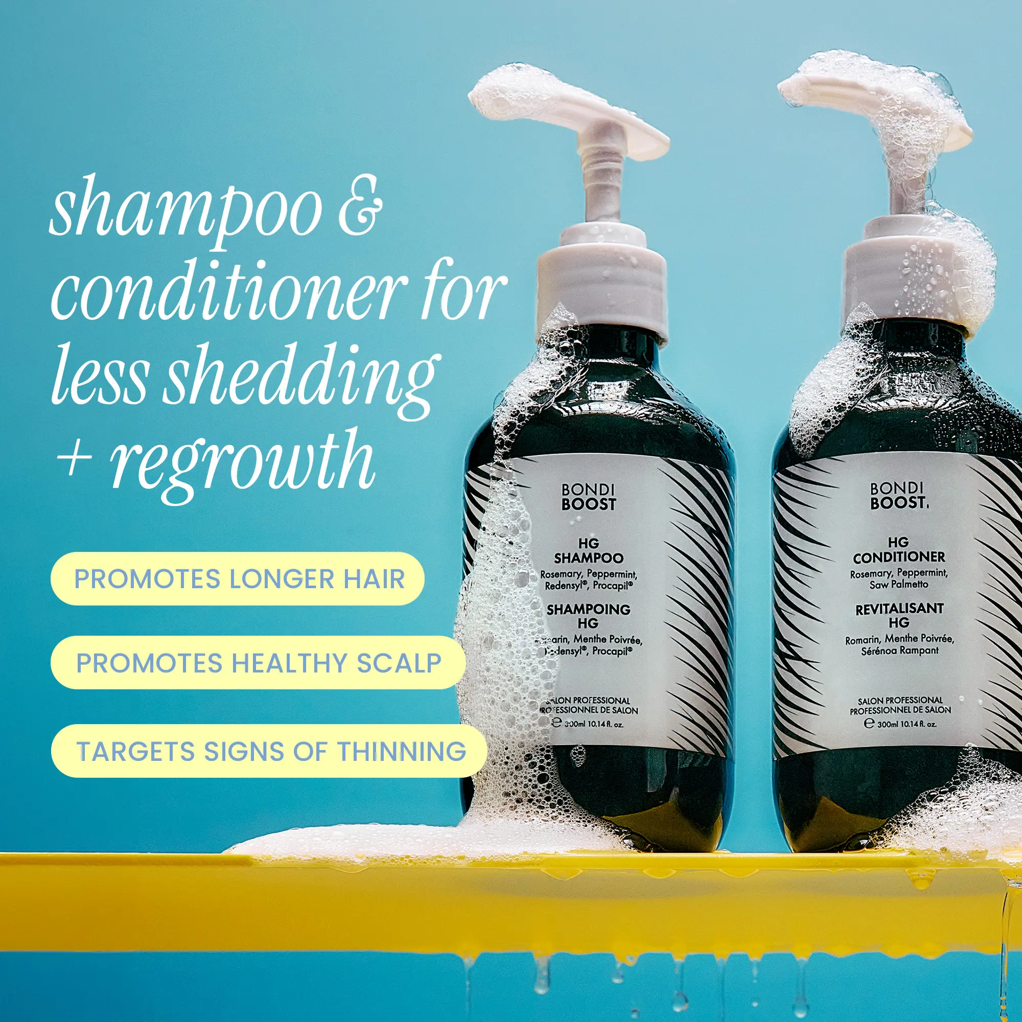 Anti-Thinning Shampoo & Conditioner Duo- Hydrating, Soothing, Silicone-Free, Clean Formula with Rosemary & Saw Palmetto for Fuller Hair Natural Haircare