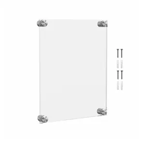 Wall Poster Holder Floating Clear Acrylic Graphic Image Display Holds 11 x 14 with Silver Standoffs Overall Dimensions: 15" x 18" x 1.5" Large Certificate Display by 321 Plastics