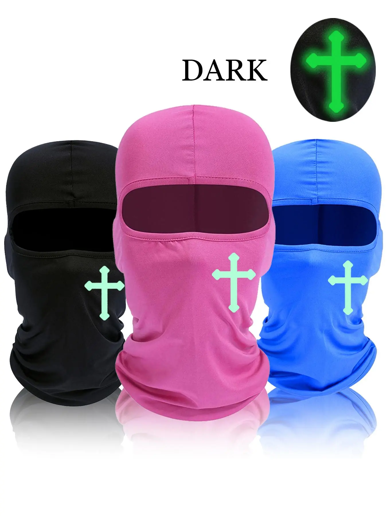 Luminous Cross Printing Full Face Ski Mask for Men and Women, Windproof Balaclava for All Seasons, Scarf for Snowboard and Motorcycle Riding, Protective Gear