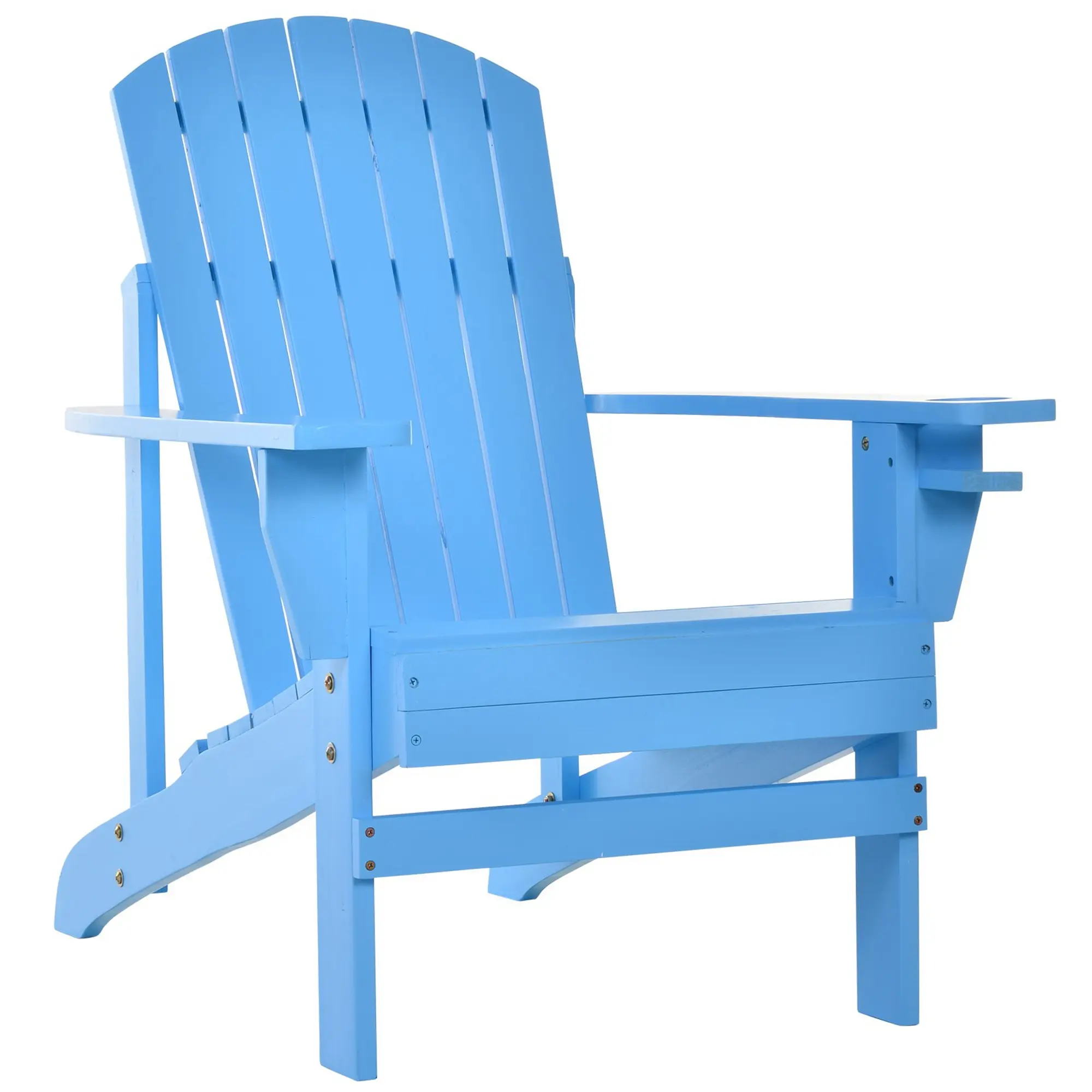 Wooden Chair, Outdoor Patio Lawn Chair with Cup Holder, Weather Resistant Lawn Furniture, Classic Lounge for Deck, Garden, Backyard, Fire Pit
