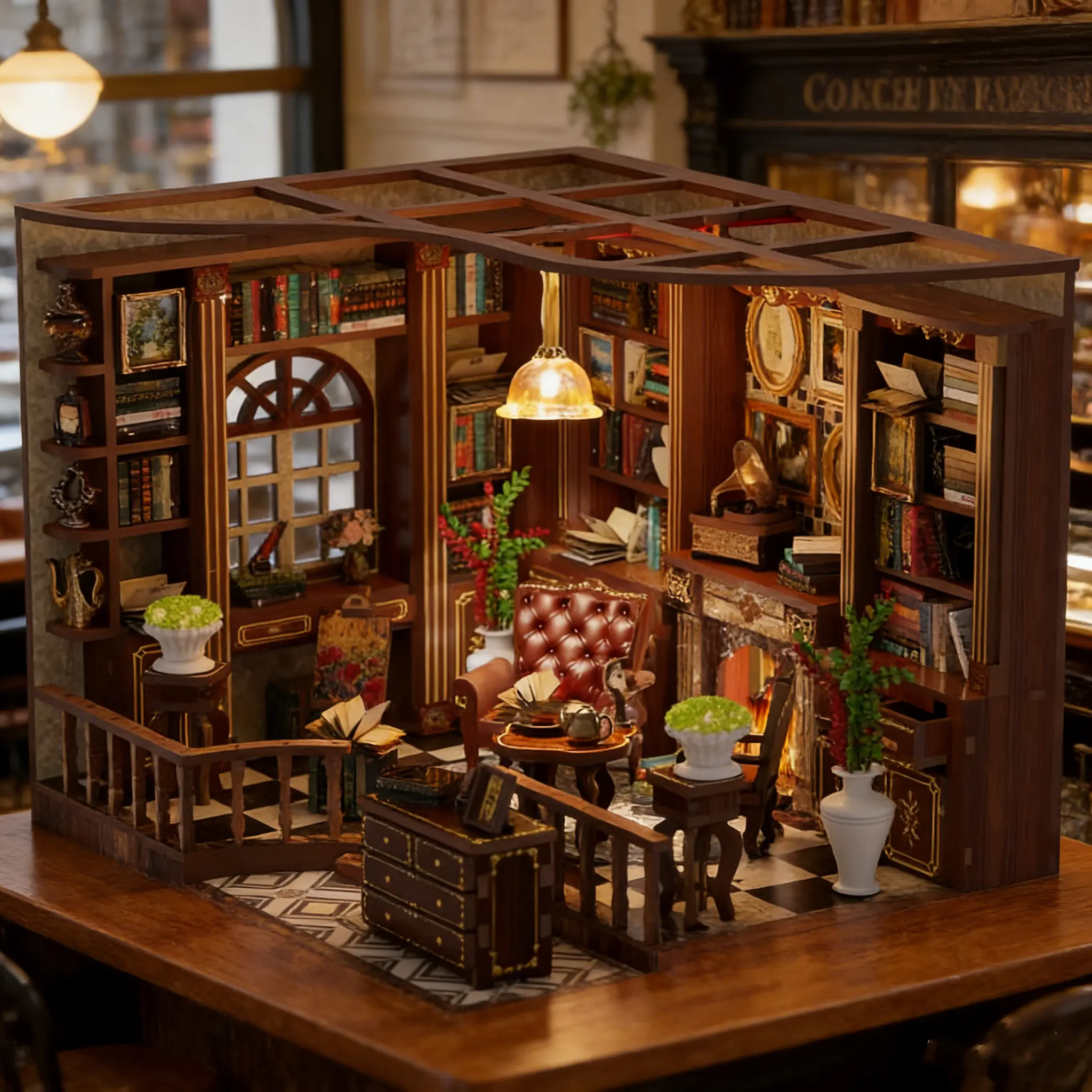 DIY Mini Bookshelf Kit, Wooden Toy House Half-Open Design, DIY Miniature Home Decor Accessory, Creative Craft Decoration for Adults & Teens, Perfect Christmas Gift