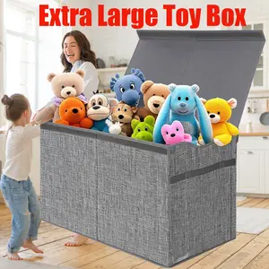 Toddler Toy Storage Chest with Lid - Extra Large Collapsible Toy Box - Sturdy Fabric Storage Bins for Kids, Boys and Girls Playroom