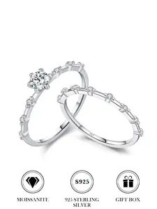 S925 Sterling Silver Moissanite Ring, Stackable, Women's Everyday Luxurious Versatile Jewelry, Birthday Anniversary Valentine's Day Gift