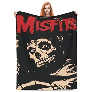 Misfits Rock Band themed print ultra-soft flannel blanket - warm and comfortable, suitable for sofa, bed, office, all seasons