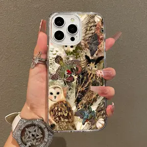Trendy Magnetic Case for iPhone11/12/13/14/15/16/17/promax, Whimsical Forest Owl Pattern Ultra Slim, MagSafe Support, Shockproof | Playful & Fun Style