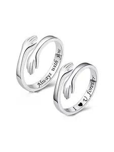 Adjustable Embrace Rings Set for Women & Teen Girls, Heart Shaped Ring Statement Rings, Engraved Forever with You and Eternal, Perfect Gift for Mother's Day Birthday