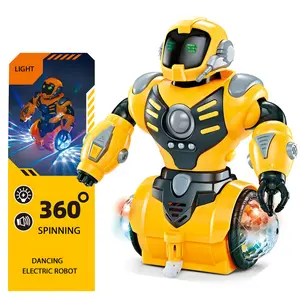 Dancing Robot with Light Rotary |   Yellow and Chocolate Colored, Uncharged, Battery-Free Robot Toy for