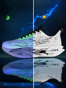 1 Pair New Luminous Couple Sports Running Shoes (34-45 Sizes) | Double Mesh Flyknit Breathable, Supercritical Foam Carbon Sole | Multi-color, Light Bounce Grip, Heat-absorbing Glow | Comfy Dry for Night Runs, Workouts, Commutes & Light-foot Fans
