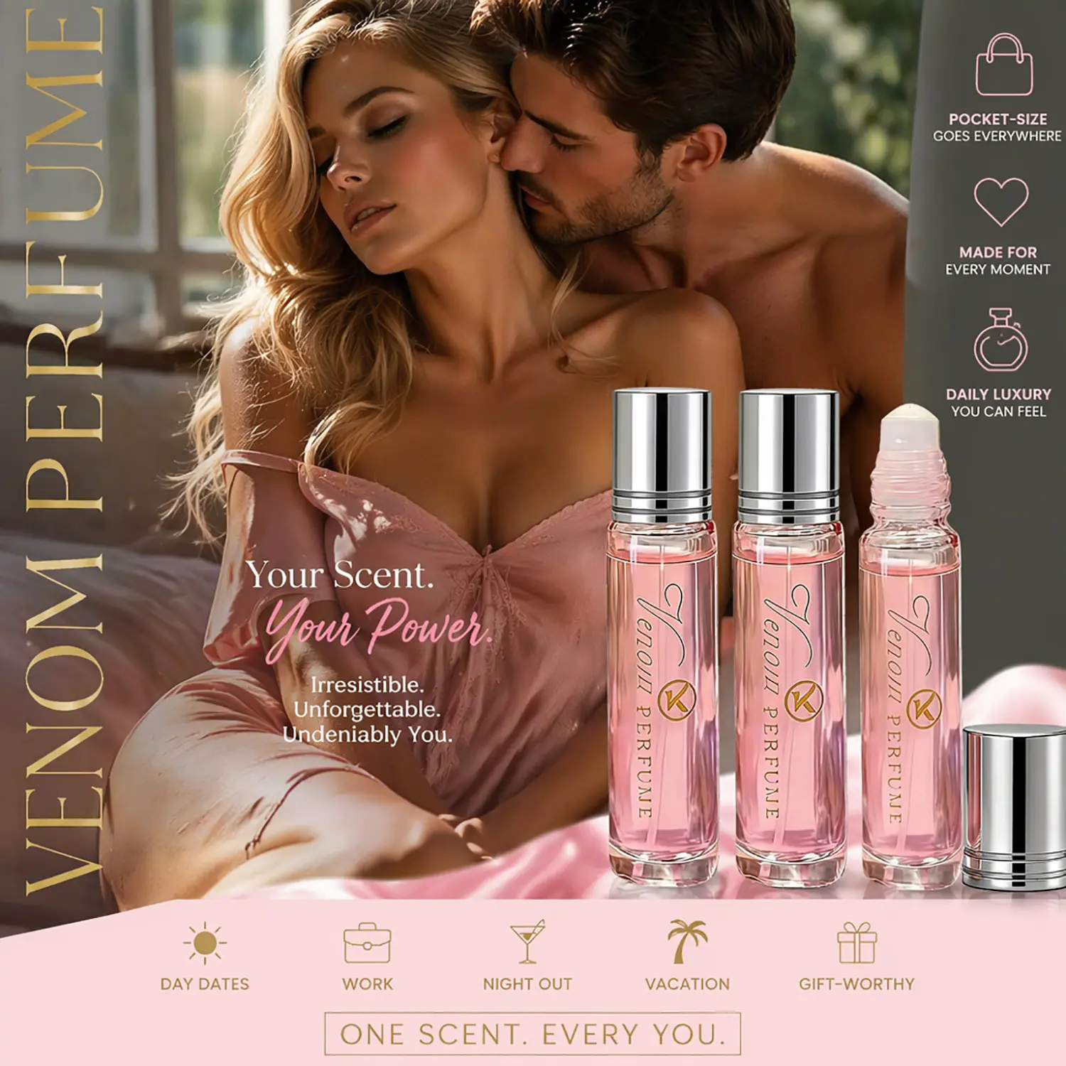 Women's 3pcs Roll-On Pheromone Perfume 10ml/0.3fl.oz each, long-lasting floral fruity blend. Pheromones make him obsess over you, leave him breathless, create intense nights. Perfect for Thanksgiving, Black Friday, Christmas & Anniversary. Portable.