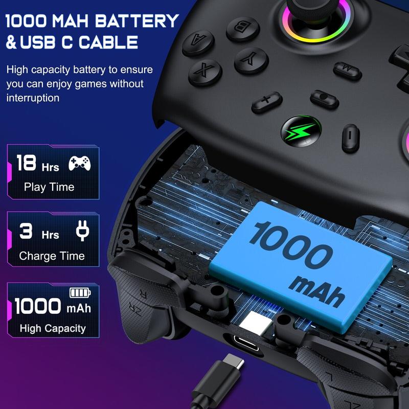 Wireless Switch Pro Controller with Charger Dock Station for Nintendo Switch Controller/Lite/OLED, Hall Effect PC Game Joysticks/iOS/Android Remote Accessories Interactive Gaming Figures-Black Wireless Switch Pro Controller with Charger Dock Station for Nintendo Switch Controller/Lite/OLED, Hall Effect PC Game Joysticks/iOS/Android Remote Accessories Interactive Gaming Figures-Black