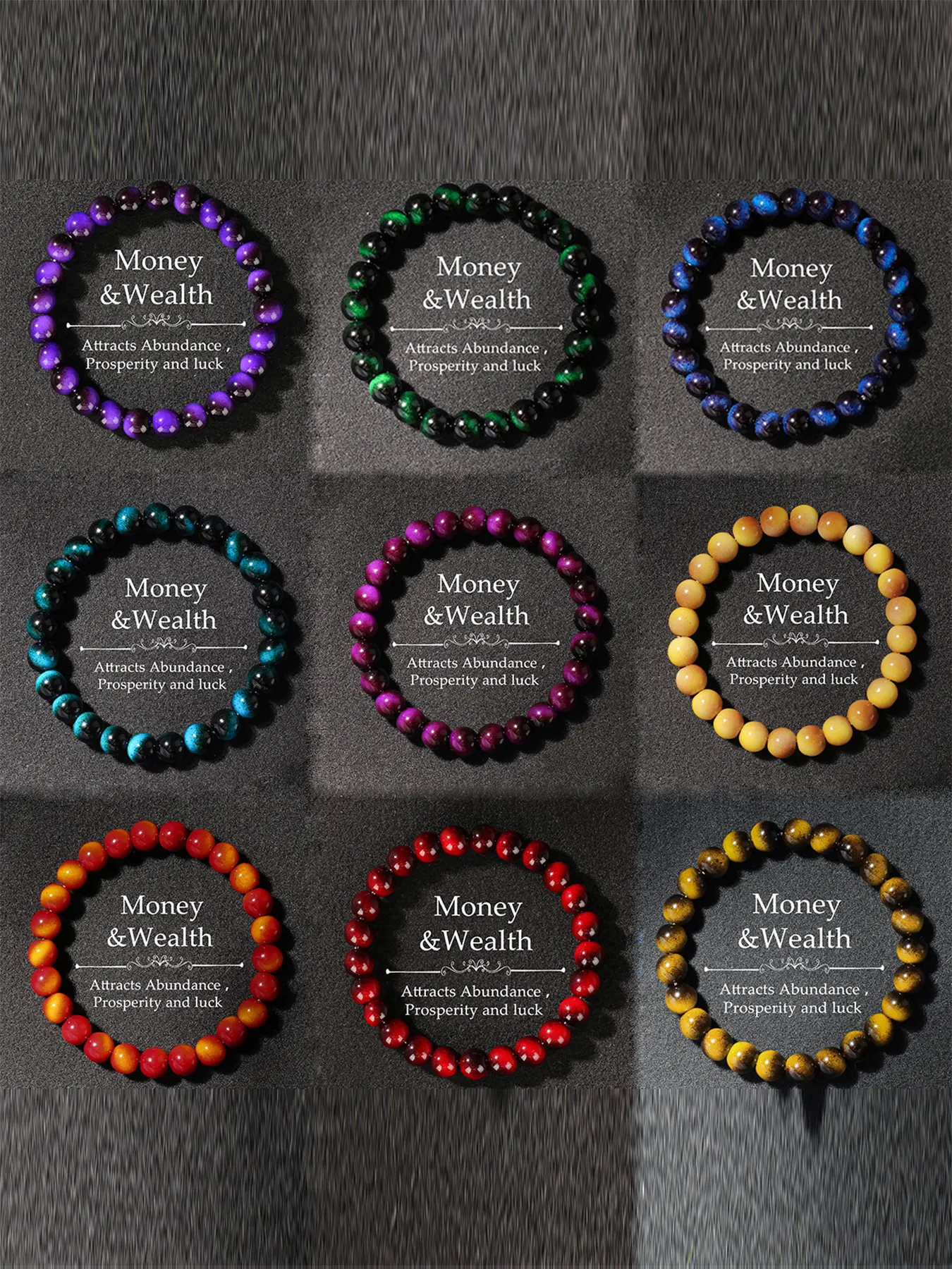 Natural Crystal Multicolor Tiger Eye Beaded Bracelet, Lucky Bracelet, Attracts Wealth & Prosperity, Unisex Spiritual Jewelry Gift for Friends