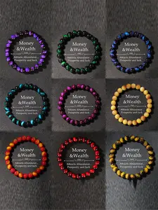 Natural Crystal Multicolor Tiger Eye Beaded Bracelet, Attracts Wealth & Prosperity, Unisex Spiritual Jewelry Gift for Friends